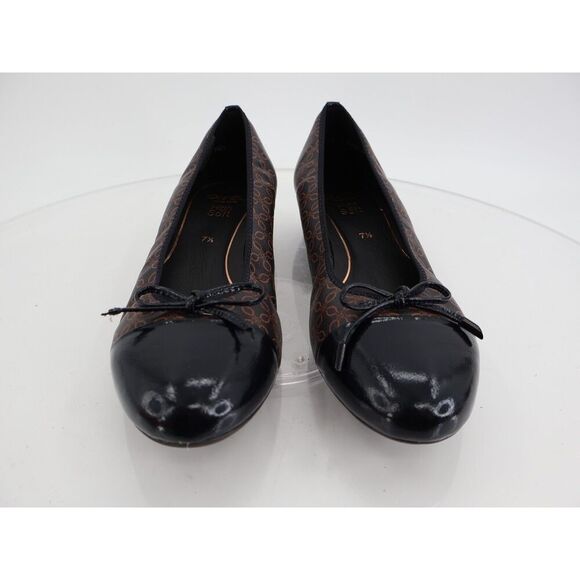 Ara Belinda Ballet Flat Black Brown Vegan Size 10 Cap Toe Bow Slip On Shoes - Picture 3 of 13